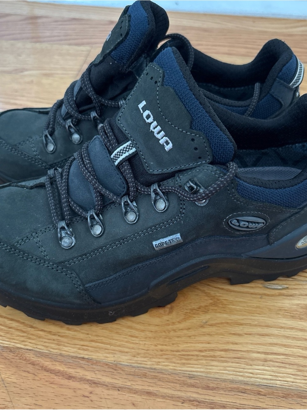 Lowa Black and Navy Gore-Tex Hiking Boots